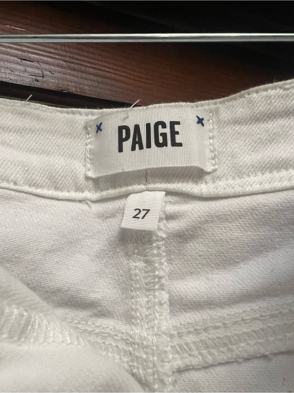 PAIGE White Denim Cutoff Shorts with Subtle Fray - Picture 5 of 6